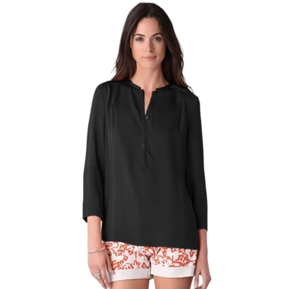 Diane Von Furstenberg Black Silk Whista Blouse